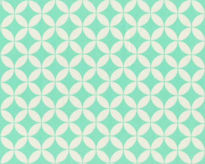 40 cm Reststück MIT FEHLER Patchworkstoff HELLO DARLING, Kreuz-Ovale, mintgrün, Moda Fabrics