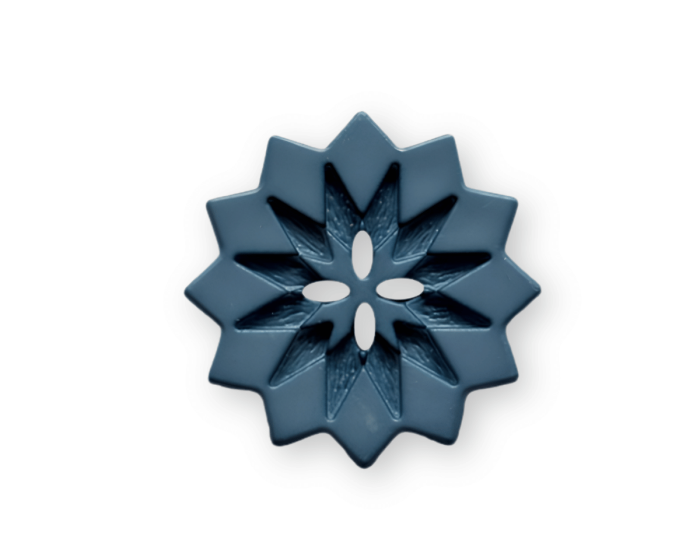 Kunststoffknopf  POLARSTERN, Blume, 4 Farben, Dill Knopf  blaugrau 25 mm