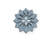 Kunststoffknopf  POLARSTERN, Blume, 4 Farben, Dill Knopf  blaugrau 25 mm