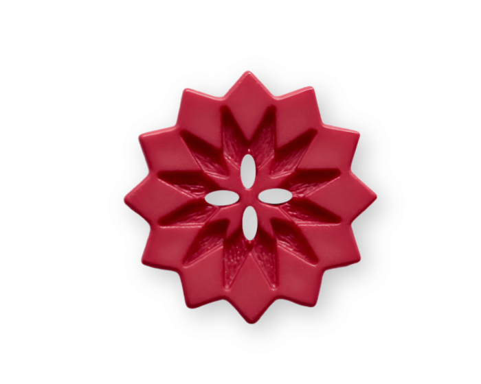 Kunststoffknopf  POLARSTERN, Blume, 4 Farben, Dill Knopf  rot 25 mm