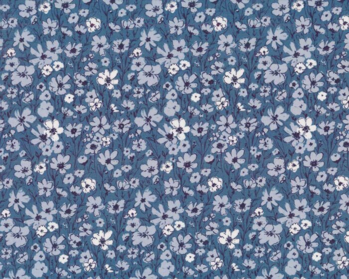 Batist Organic Cotton JUBILANT, Wildblumen, blaugrau, Cloud9