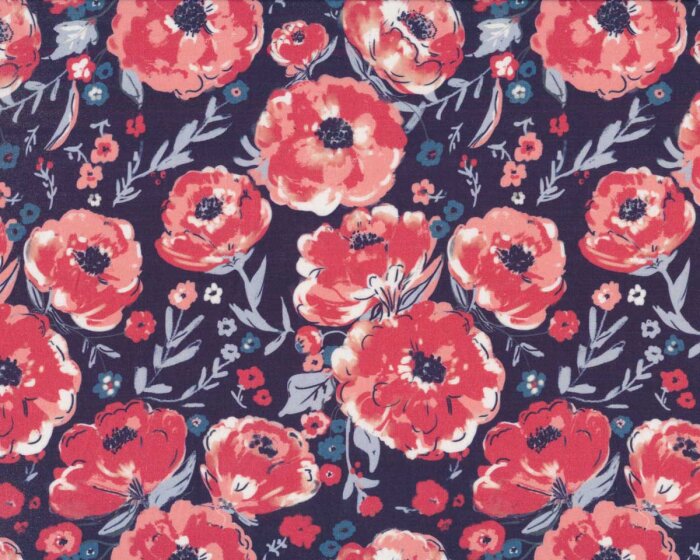 Batist Organic Cotton JUBILANT, Pfingstrosen, rot, Cloud9