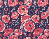 Batist Organic Cotton JUBILANT, Pfingstrosen, rot, Cloud9