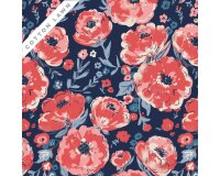 Batist Organic Cotton JUBILANT, Pfingstrosen, rot, Cloud9