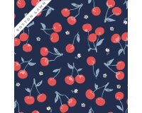 Batist Organic Cotton JUBILANT, Kirschen, blau-rot, Cloud9
