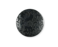 Kunststoffknopf ORNAMENTE, Blumen, schwarz, 18 & 23...