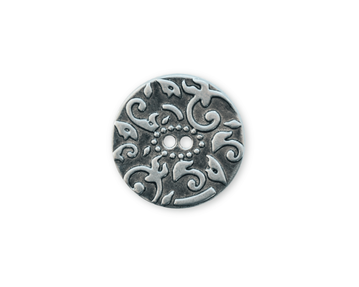 Metallknopf BAROCK, Ornamente, 15 & 20 mm, altsilber, Dill Knopf