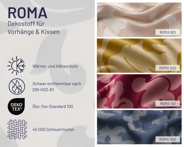 Dekostoff ROMA aus Jacquardgewebe, Rankenmuster, Saum & Viebahn
