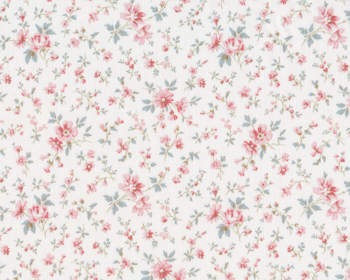 60 cm Reststück Westfalenstoff Renforcé MILLE FLEURS, Blütenzweige, pastellrot
