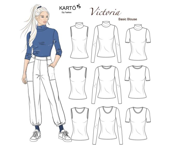 Damen-Schnittmuster Basic Shirt VICTORIA, Kartó