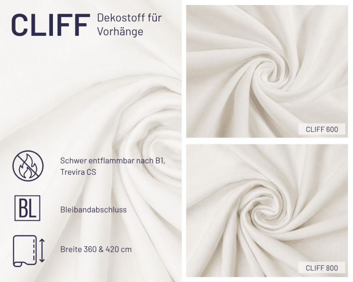 Leicht melierter Gardinenstoff CLIFF, transparent, Saum & Viebahn