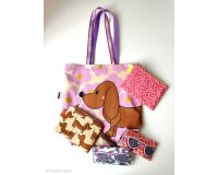1,00-m-Taschen-Panel Baumwollstoff BAG, Dackel & Rollschuh, Cherry Picking