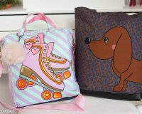 1,00-m-Taschen-Panel Baumwollstoff BAG, Dackel & Rollschuh, Cherry Picking