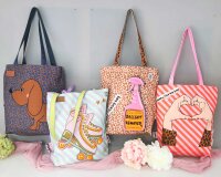 1,00-m-Taschen-Panel Baumwollstoff BAG, Dackel & Rollschuh, Cherry Picking