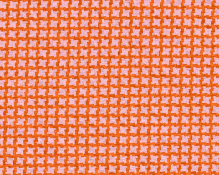 45 cm Reststück Patchworkstoff UP PARASOL, Pepita-Muster, gedecktes orange-rosa