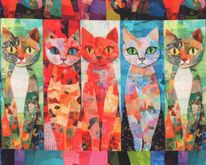 Patchworkstoff CRAFTY CATS, Katzen, Hoffman Fabrics