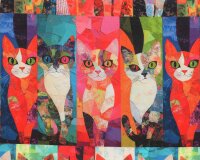 Patchworkstoff CRAFTY CATS, Katzen, Hoffman Fabrics