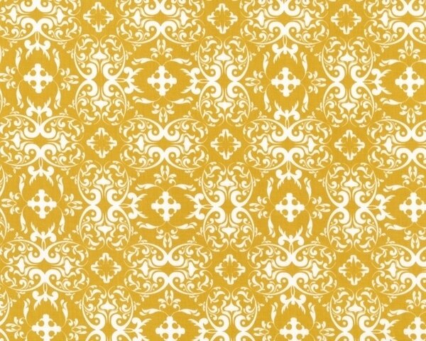 30 cm Reststück Patchworkstoff "Bryant Park" mit floralem Ornament-Muster, goldgelb