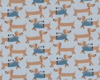 Baumwolljersey COOL DOGS, Dackel, blau, Swafing