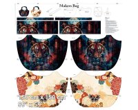 1,50-m-Taschen-Panel Baumwollstoff MAKERS BAG, Tiger und Blumen