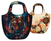 1,50-m-Taschen-Panel Baumwollstoff MAKERS BAG, Tiger und Blumen