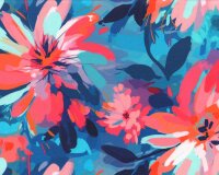 Viskosejersey AVALANA BLOOM, Aquarell-Blüten