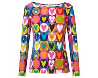 Baumwolljersey AVALANA POP, Retro-Herzen, blau-rot