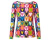 Baumwolljersey AVALANA POP, Retro-Herzen, blau-rot