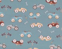Baumwolljersey AVALANA RACERS, Rennautos und Flaggen,...