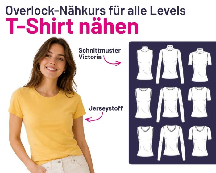 Nähkurs - T-Shirt nähen, mit der Overlock nähen, Stoffekontor Leipzig