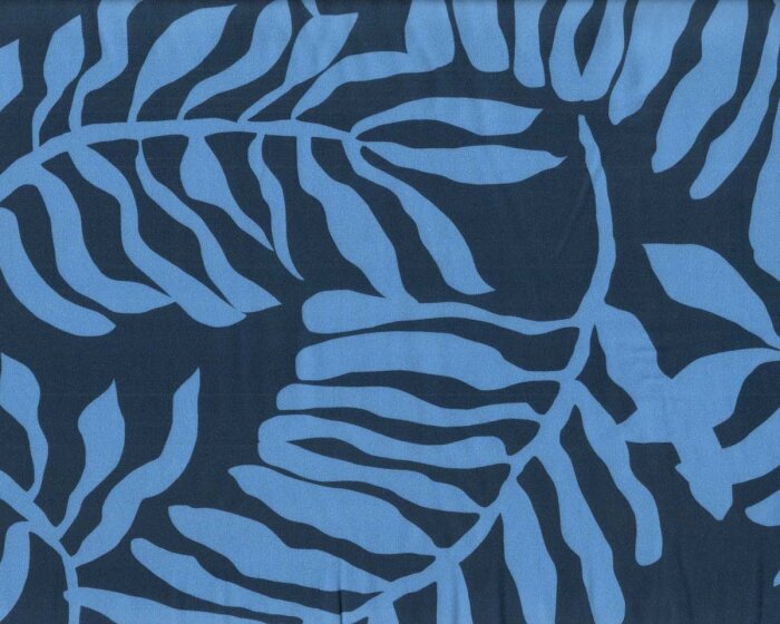Viskosestoff NORDIC PALM, Blätter, blau, Light & Lush