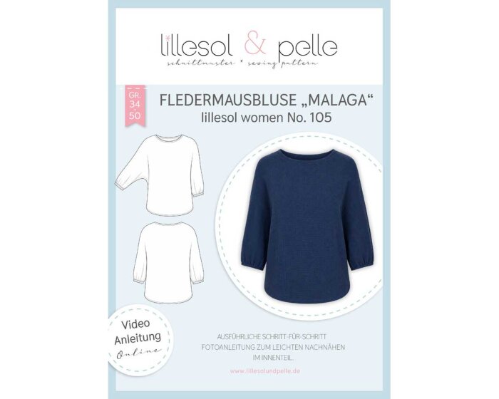 Damen-Schnittmuster Fledermausbluse MALAGA, lillesol women No.105