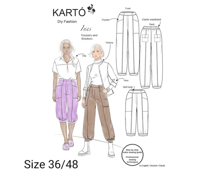 Damen-Schnittmuster Hose INES, Kartó 36 - 48