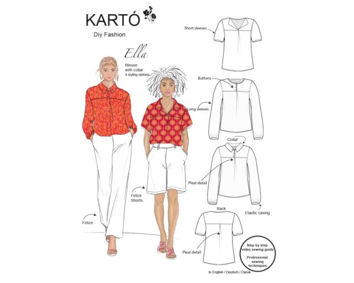 Damen-Schnittmuster Bluse ELLA, Kartó