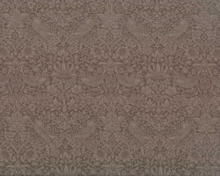Patchworkstoff THE TRELLIS PALETTE, Vögel mit Erdbeeren, braun, Morris & Co.