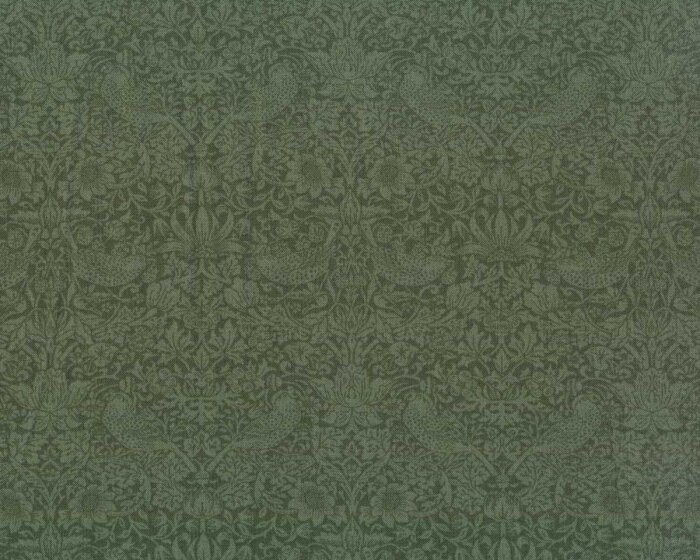Patchworkstoff THE TRELLIS PALETTE, Vögel mit Erdbeeren, moosgrün, Morris & Co.