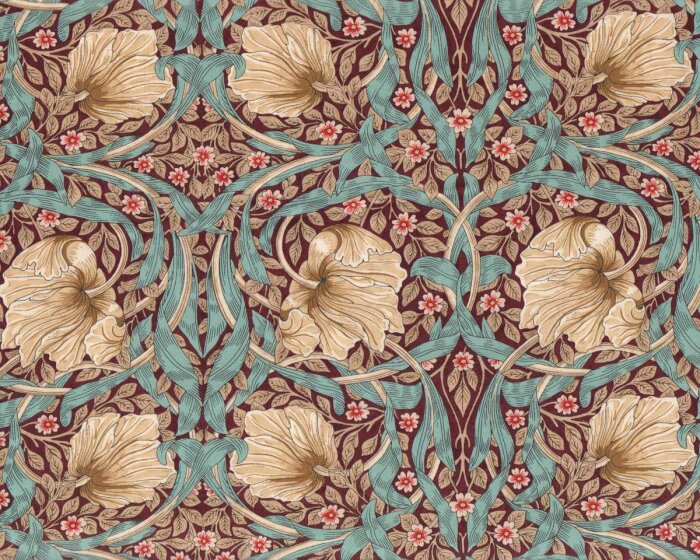 Patchworkstoff LODDEN, Pimpernell Blüte, weinrot, Morris & Co.