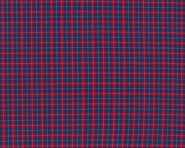 Italienischer Baumwollwebstoff CHECK, Karomuster, blau-rot
