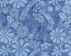 30 cm Reststück Batik-Patchworkstoff LATITUDE BATIKS, Blüten und Farne, taubenblau-helles hellblau, Moda Fabrics