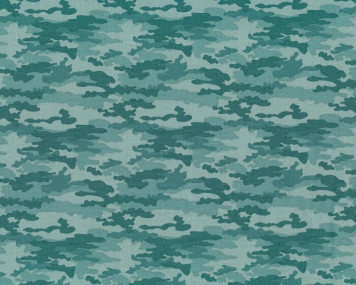 50 cm Reststück Patchworkstoff NOMAD, Camouflage, dunkles türkisgrün, Moda Fabrics