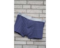 40 cm Reststück Baumwolljersey ISA, Streifen, dunkelblau-weiß, Swafing