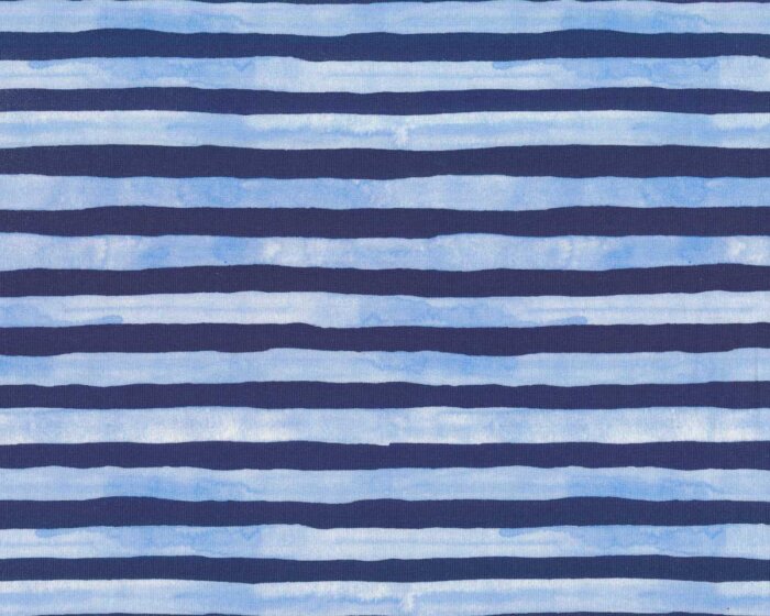 60 cm Reststück Baumwolljersey RESCUE STRIPE, Streifen, hellblau-dunkelblau, Hilco
