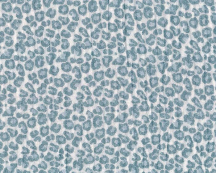 65 cm Reststück Baumwollstoff Double Gauze GARDEN LEO, Leo-Tupfen, taubenblau, Hilco