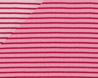 50 cm Reststück Bio-Doubleface-Jersey WENDE-RINGEL, Streifen, rosa-rot-hellrosa