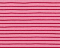 50 cm Reststück Bio-Doubleface-Jersey WENDE-RINGEL, Streifen, rosa-rot-hellrosa