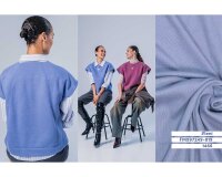 Baumwoll-Bündchenstoff COLLAR, einfarbig, lilablau, Fibre Mood