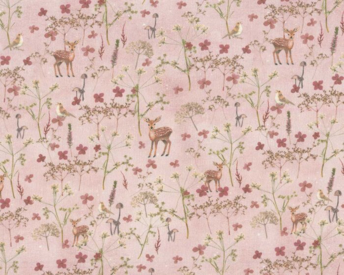 Baumwollstoff REHE UND BLÜTEN, Kerstin Heß, Acufactum