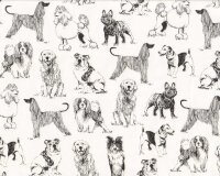 70 cm Reststück Patchworkstoff PET SKETCH, Hunde,...