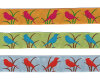 50 cm Reststück Webband BIRDS, Vögel auf Ästen, 24 mm breit, 3 Farben, orange-fuchsia