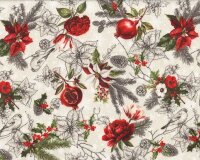 Patchworkstoff WINTER ENCHANTMENT, Beeren & Vögel, creme, In The Beginning